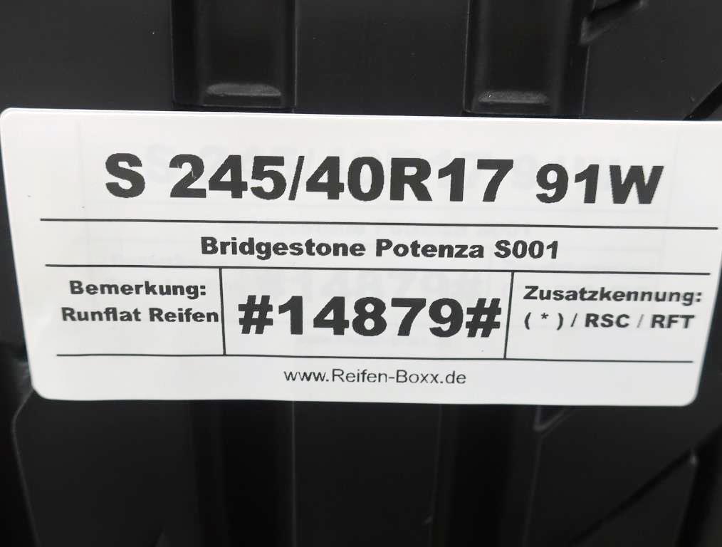 2 x Gebrauchtreifen Sommerreifen Bridgestone Potenza S001 S245/40R17 91W ( * ) / RSC / RFT