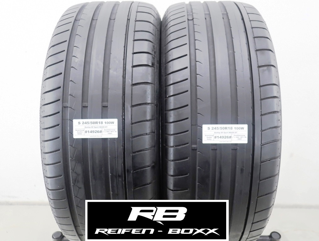 2 x Gebrauchtreifen Sommerreifen Dunlop SP Sport MAXX GT S245/50R18 100W ( * ) / RSC / RFT / XL /