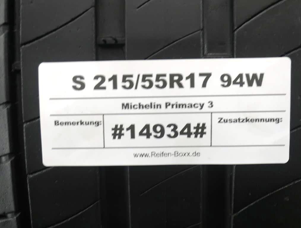 Vorschau: 2 x Gebrauchtreifen Sommerreifen Michelin Primacy 3 S215/55R17 94W