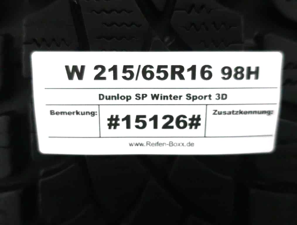 Vorschau: 2 x Gebrauchtreifen Winterreifen Dunlop SP Winter Sport 3D W215/65R16 98H