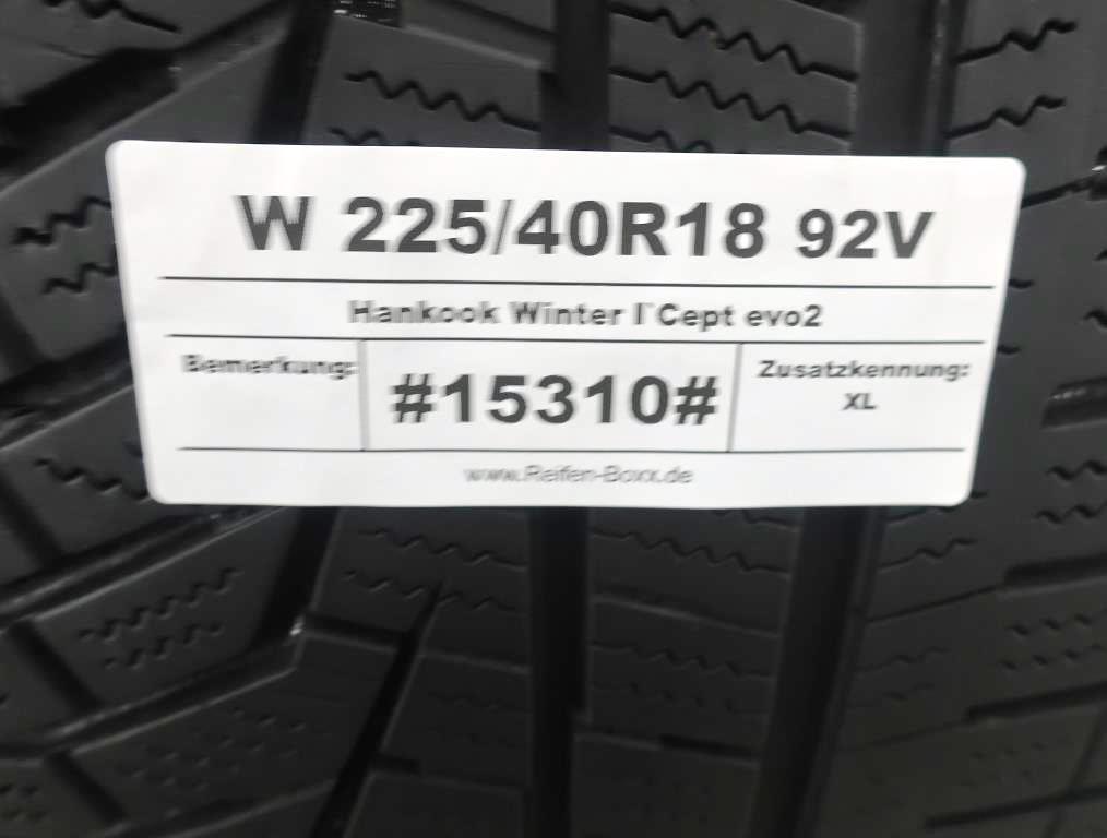 Vorschau: 2 x Gebrauchtreifen Winterreifen Hankook Winter I`Cept evo2 W225/40R18 92V XL