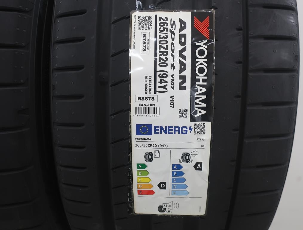 Vorschau: 2 x Neureifen Sommerreifen Yokohama Advan Sport V107 S265/30R20 94Y D, A, 73dB XL