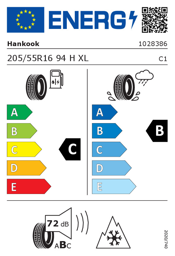 Vorschau: 2 x Neureifen Winterreifen Hankook Winter i*cept RS3 W205/55R16 94H C, B, 72dB XL