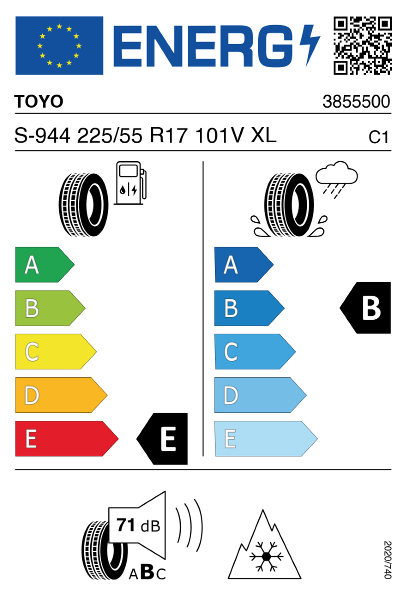 Vorschau: 2 x Neureifen Winterreifen Toyo Observe S944 W225/55R17 101V E, B, 71dB XL