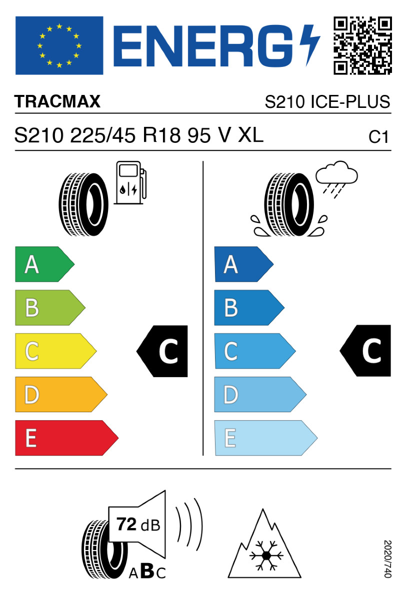 Vorschau: 2 x Neureifen Winterreifen Tracmax S210 W225/45R18 95V C, C, 72dB XL