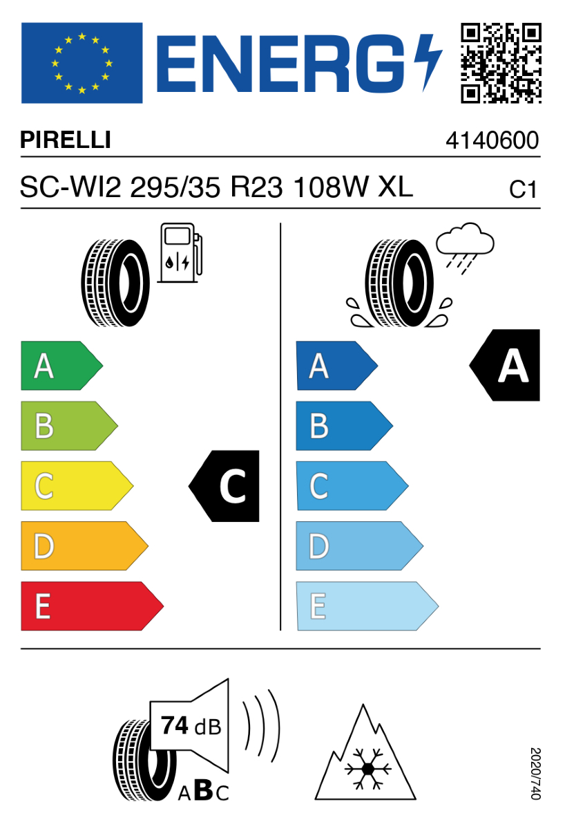 Vorschau: 2 x Neureifen Winterreifen Pirelli Scorpion Winter 2 W295/35R23 108W C, A, 74dB XL