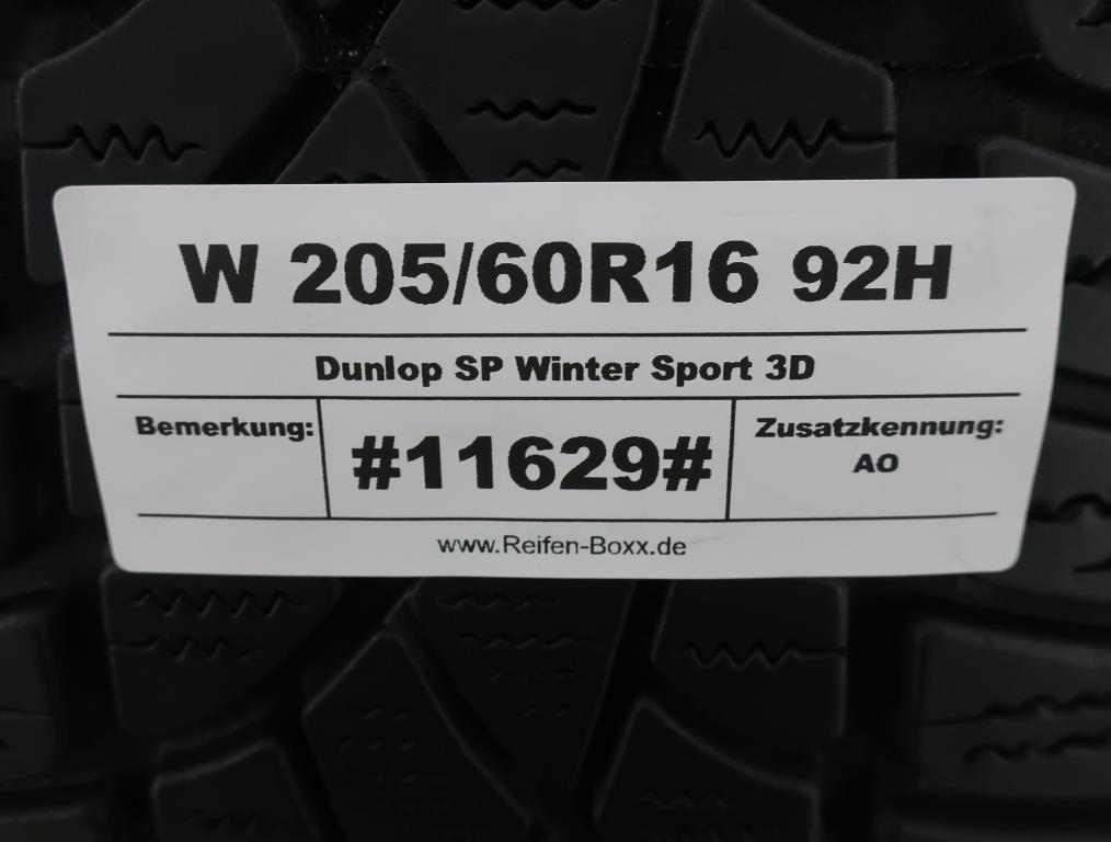 2 x Gebrauchtreifen Winterreifen Dunlop SP Winter Sport 3D W205/60R16 92H AO